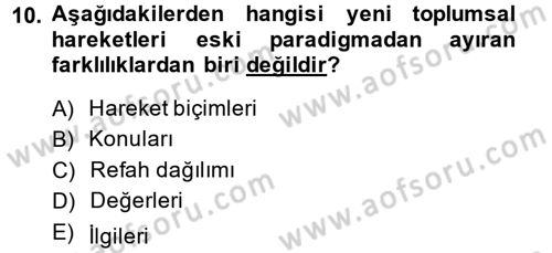 Yeni Toplumsal Hareketler Dersi 2013 - 2014 Yılı (Vize) Ara Sınav Soruları 10. Soru