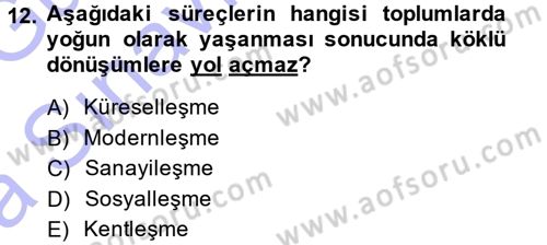 Yeni Toplumsal Hareketler Dersi Ara Sınavı Deneme Sınav Soruları 12. Soru