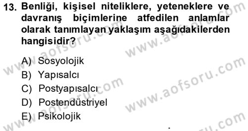 Yeni Toplumsal Hareketler Dersi Ara Sınavı Deneme Sınav Soruları 13. Soru