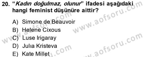 Yeni Toplumsal Hareketler Dersi Ara Sınavı Deneme Sınav Soruları 20. Soru