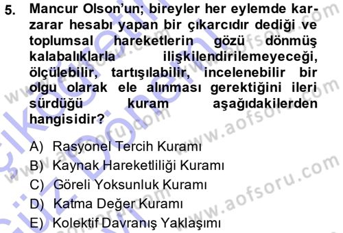 Yeni Toplumsal Hareketler Dersi Ara Sınavı Deneme Sınav Soruları 5. Soru