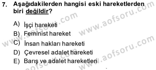 Yeni Toplumsal Hareketler Dersi 2013 - 2014 Yılı (Vize) Ara Sınav Soruları 7. Soru
