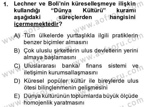 Yeni Toplumsal Hareketler Dersi 2013 - 2014 Yılı (Final) Dönem Sonu Sınav Soruları 1. Soru