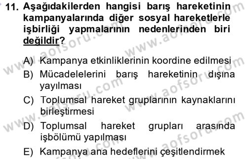 Yeni Toplumsal Hareketler Dersi 2013 - 2014 Yılı (Final) Dönem Sonu Sınav Soruları 11. Soru