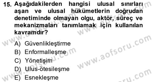 Yeni Toplumsal Hareketler Dersi 2013 - 2014 Yılı Tek Ders Sınav Soruları 15. Soru