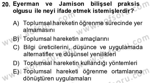 Yeni Toplumsal Hareketler Dersi 2013 - 2014 Yılı Tek Ders Sınav Soruları 20. Soru