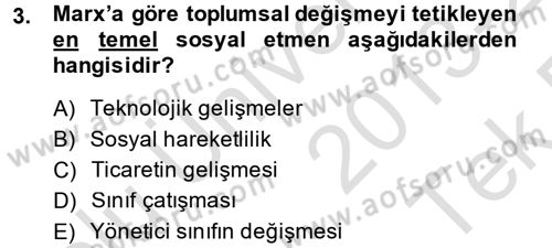 Yeni Toplumsal Hareketler Dersi 2013 - 2014 Yılı Tek Ders Sınav Soruları 3. Soru