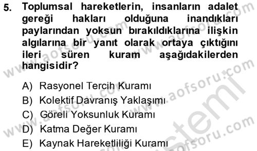 Yeni Toplumsal Hareketler Dersi 2013 - 2014 Yılı Tek Ders Sınav Soruları 5. Soru