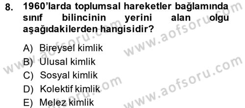Yeni Toplumsal Hareketler Dersi 2013 - 2014 Yılı Tek Ders Sınav Soruları 8. Soru