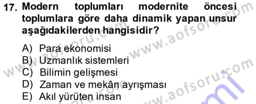 Yeni Toplumsal Hareketler Dersi 2014 - 2015 Yılı (Vize) Ara Sınav Soruları 17. Soru