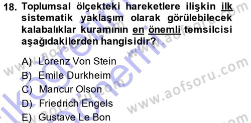 Yeni Toplumsal Hareketler Dersi Ara Sınavı Deneme Sınav Soruları 18. Soru