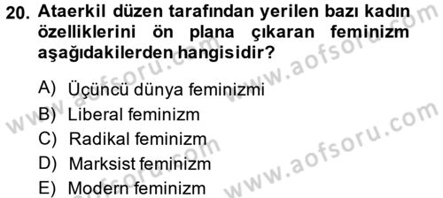Yeni Toplumsal Hareketler Dersi Ara Sınavı Deneme Sınav Soruları 20. Soru