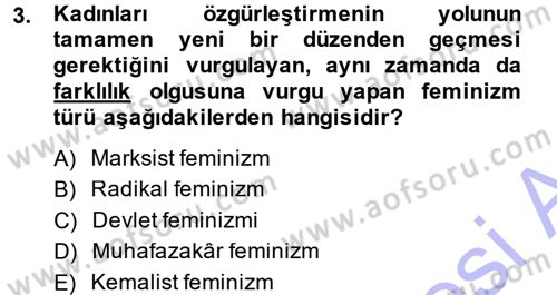 Yeni Toplumsal Hareketler Dersi Ara Sınavı Deneme Sınav Soruları 3. Soru