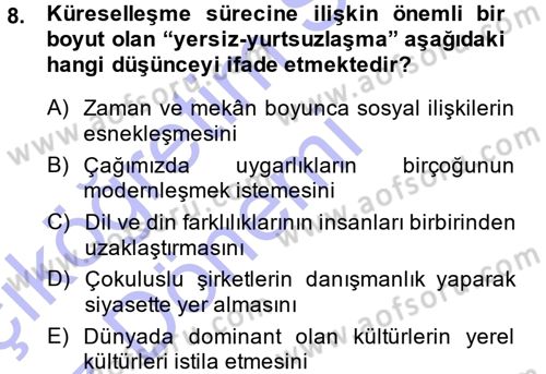 Yeni Toplumsal Hareketler Dersi Ara Sınavı Deneme Sınav Soruları 8. Soru