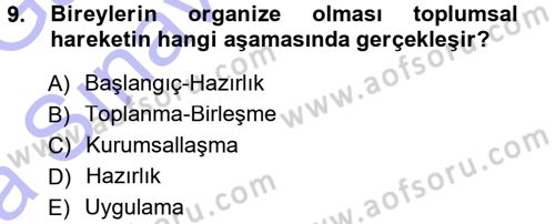 Yeni Toplumsal Hareketler Dersi Ara Sınavı Deneme Sınav Soruları 9. Soru