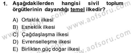 Yeni Toplumsal Hareketler Dersi 2014 - 2015 Yılı (Final) Dönem Sonu Sınav Soruları 1. Soru