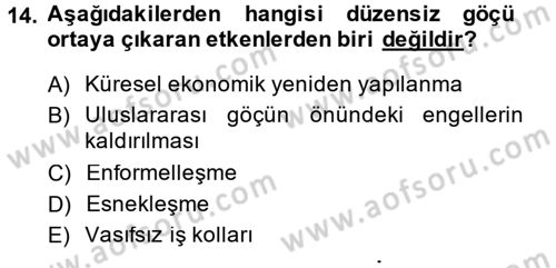 Yeni Toplumsal Hareketler Dersi 2014 - 2015 Yılı (Final) Dönem Sonu Sınav Soruları 14. Soru