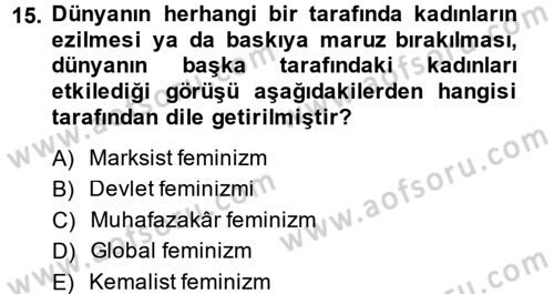 Yeni Toplumsal Hareketler Dersi 2014 - 2015 Yılı (Final) Dönem Sonu Sınav Soruları 15. Soru
