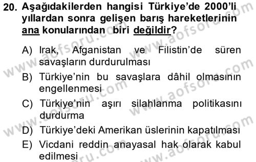 Yeni Toplumsal Hareketler Dersi 2014 - 2015 Yılı (Final) Dönem Sonu Sınav Soruları 20. Soru
