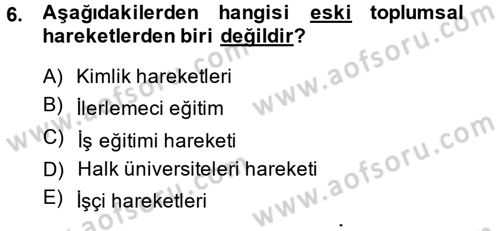 Yeni Toplumsal Hareketler Dersi 2014 - 2015 Yılı (Final) Dönem Sonu Sınav Soruları 6. Soru