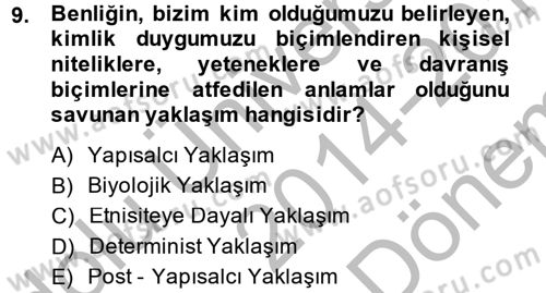 Yeni Toplumsal Hareketler Dersi 2014 - 2015 Yılı (Final) Dönem Sonu Sınav Soruları 9. Soru