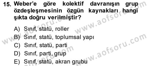Yeni Toplumsal Hareketler Dersi 2014 - 2015 Yılı Tek Ders Sınav Soruları 15. Soru