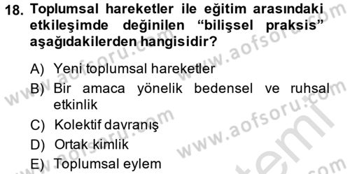 Yeni Toplumsal Hareketler Dersi 2014 - 2015 Yılı Tek Ders Sınav Soruları 18. Soru