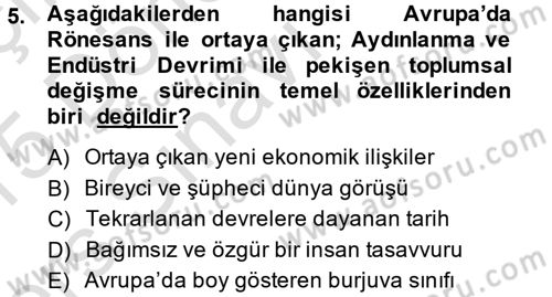 Yeni Toplumsal Hareketler Dersi 2014 - 2015 Yılı Tek Ders Sınav Soruları 5. Soru