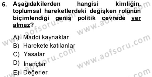 Yeni Toplumsal Hareketler Dersi 2014 - 2015 Yılı Tek Ders Sınav Soruları 6. Soru