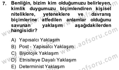 Yeni Toplumsal Hareketler Dersi 2014 - 2015 Yılı Tek Ders Sınav Soruları 7. Soru