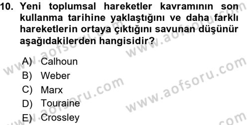 Yeni Toplumsal Hareketler Dersi 2015 - 2016 Yılı (Vize) Ara Sınav Soruları 10. Soru