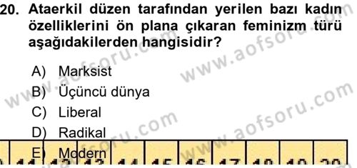 Yeni Toplumsal Hareketler Dersi Ara Sınavı Deneme Sınav Soruları 20. Soru