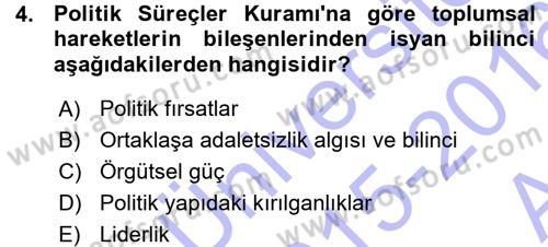 Yeni Toplumsal Hareketler Dersi 2015 - 2016 Yılı (Vize) Ara Sınav Soruları 4. Soru