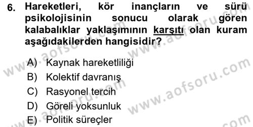 Yeni Toplumsal Hareketler Dersi 2015 - 2016 Yılı (Vize) Ara Sınav Soruları 6. Soru