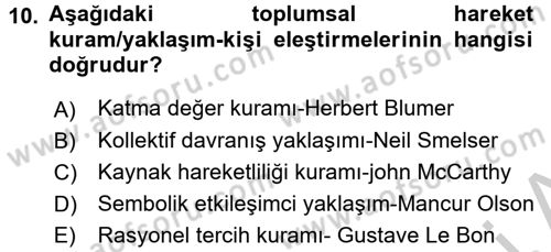 Yeni Toplumsal Hareketler Dersi 2016 - 2017 Yılı 3 Ders Sınav Soruları 10. Soru