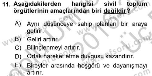 Yeni Toplumsal Hareketler Dersi 2016 - 2017 Yılı 3 Ders Sınav Soruları 11. Soru