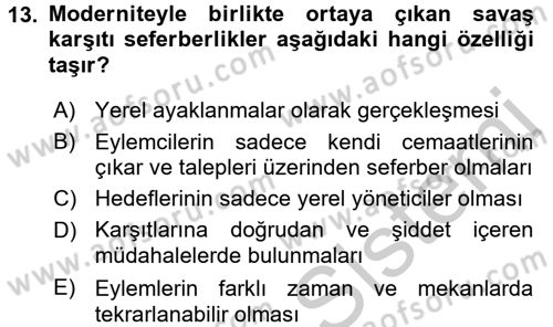Yeni Toplumsal Hareketler Dersi 2016 - 2017 Yılı 3 Ders Sınav Soruları 13. Soru