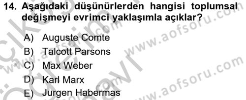 Yeni Toplumsal Hareketler Dersi 2016 - 2017 Yılı 3 Ders Sınav Soruları 14. Soru