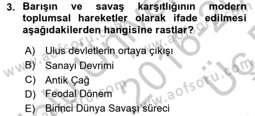 Yeni Toplumsal Hareketler Dersi 2016 - 2017 Yılı 3 Ders Sınav Soruları 3. Soru
