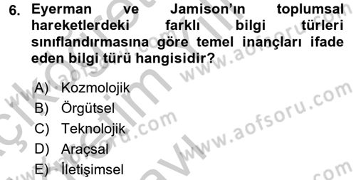 Yeni Toplumsal Hareketler Dersi 2016 - 2017 Yılı 3 Ders Sınav Soruları 6. Soru