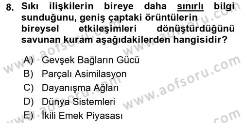 Yeni Toplumsal Hareketler Dersi 2016 - 2017 Yılı 3 Ders Sınav Soruları 8. Soru