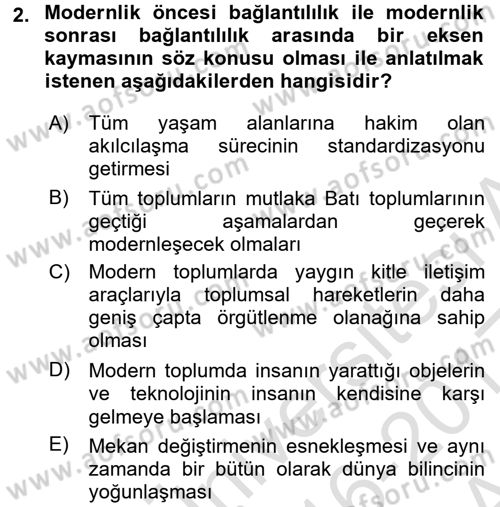 Yeni Toplumsal Hareketler Dersi Ara Sınavı Deneme Sınav Soruları 2. Soru