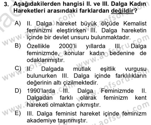Yeni Toplumsal Hareketler Dersi Ara Sınavı Deneme Sınav Soruları 3. Soru