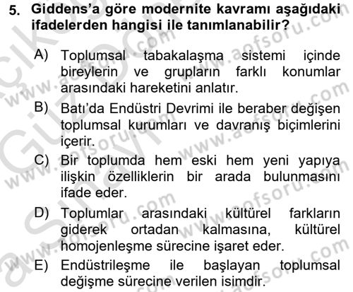 Yeni Toplumsal Hareketler Dersi 2016 - 2017 Yılı (Vize) Ara Sınav Soruları 5. Soru