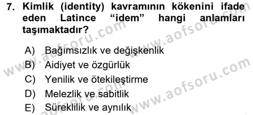 Yeni Toplumsal Hareketler Dersi Ara Sınavı Deneme Sınav Soruları 7. Soru