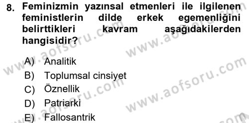 Yeni Toplumsal Hareketler Dersi Ara Sınavı Deneme Sınav Soruları 8. Soru