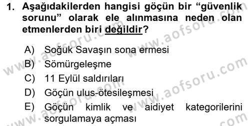 Yeni Toplumsal Hareketler Dersi 2016 - 2017 Yılı (Final) Dönem Sonu Sınav Soruları 1. Soru