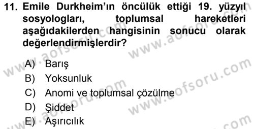 Yeni Toplumsal Hareketler Dersi 2016 - 2017 Yılı (Final) Dönem Sonu Sınav Soruları 11. Soru