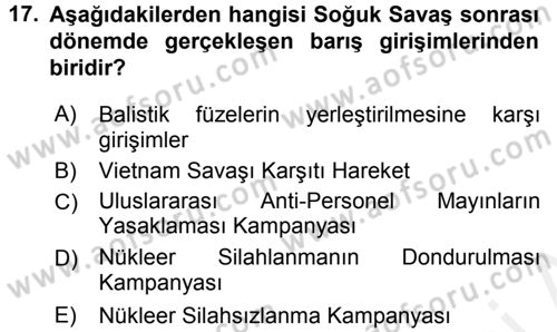 Yeni Toplumsal Hareketler Dersi 2016 - 2017 Yılı (Final) Dönem Sonu Sınav Soruları 17. Soru