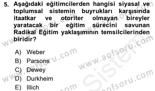 Yeni Toplumsal Hareketler Dersi 2016 - 2017 Yılı (Final) Dönem Sonu Sınav Soruları 5. Soru